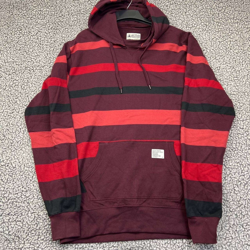 Active Ride Shop Hoodie Men Extra Large Red Striped Pullover Long Sleeve New XL